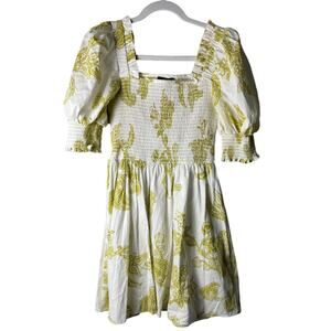 1. STATE Paisley Babydoll Smocked‎ Puff Sleeve Dress Size XS